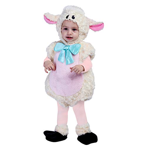 Spooktacular Creations Baby Lovely Fluffy Lamb Costume with Bowknot for Infants Halloween Trick or Treat Dress Up, Animal Themed Party (6-12 Months)