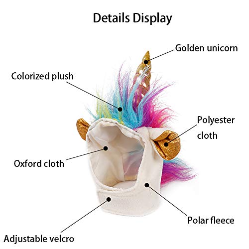 NACOCO Cat Unicorn Hat with Ear Hole for Small Dogs Puppy, Cat Costume Accessory for Halloween, Cosplay Mane Cap (with Ear Hole)