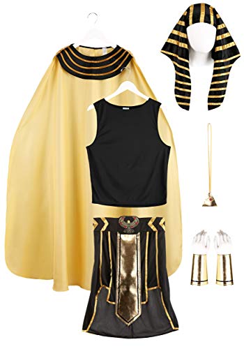 Dreamgirl Adult King Tut Costume, Mens Ancient Egyptian Pharaoh, Fashion King of Egypt Halloween Costume Medium