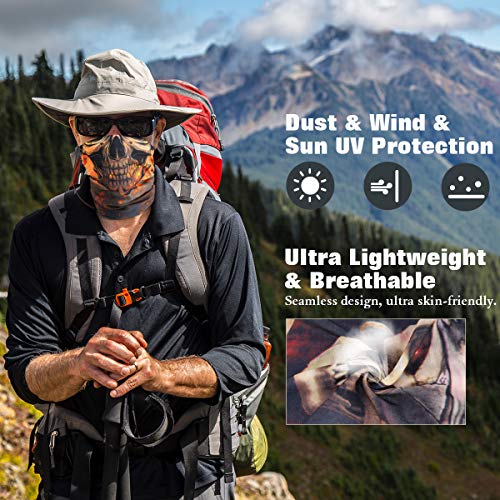 MoKo Halloween Decoration Neck Face Mask [4 Pack], Bandana Face Mask Scarf Balaclava Headbands, Windproof Bandana