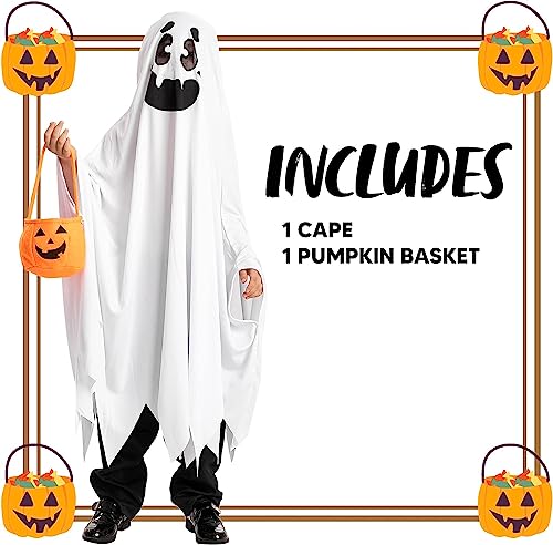 Spooktacular Creations White Ghost Costumes for Kids, Smile and Boo Ghost Costume for Halloween Spooky Trick-or-Treating (5-7 yr)