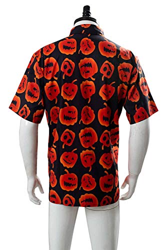 Men's Halloween Pumpkin Suits Costume Cosplay Party Tuxedo Pants Jacket with Tie (Large, Shirt)