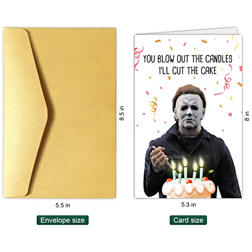 Funny Michael Myers Birthday Card, Scary Birthday Card for Him Her, Creepy Killer Bday Greeting Card