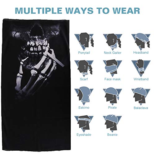 MoKo Halloween Face Mask for Cold Weather [6 Pack], Neck Gaiter Shield Scarf Elastic Balaclava Headbands Headwear, Windproof Skull Bandana for Men Women for Motorcycle Cycling Riding Skiing Party