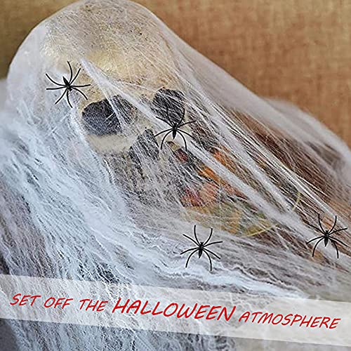 Halloween Spider Decorations, 50" Scary Giant Spider with 200" Triangle Web and 2×20gr Spider Webs, Large Hairy Spider Props for Halloween Creepy Decor Indoor, Outdoor, Party, Window, Wall, Yard