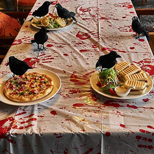 ATDAWN 9.44" Halloween Black Feathered Crows, Realistic Looking Halloween Decoration Birds, 6 Pack