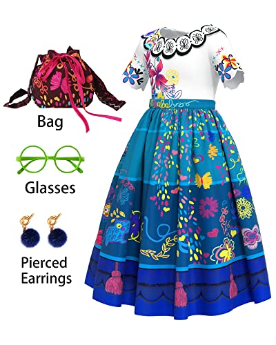 Mirabel Costume for Girls,Mirabel Dress Isabella Costume Halloween Costume Outfit for Kids (8-9Years)