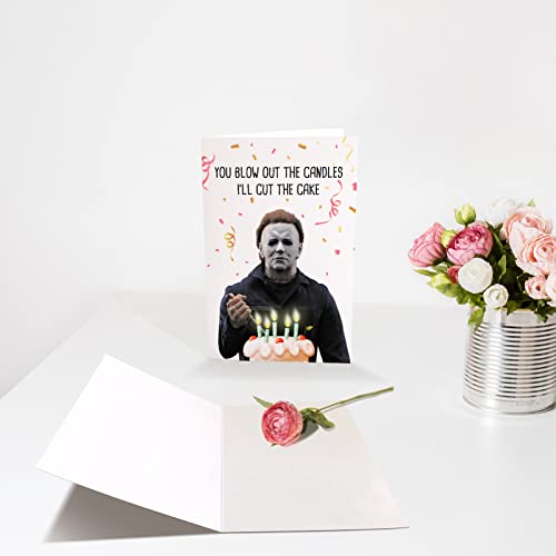 Funny Michael Myers Birthday Card, Scary Birthday Card for Him Her, Creepy Killer Bday Greeting Card