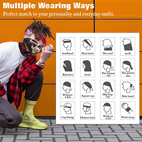 MoKo Halloween Decoration Neck Face Mask [4 Pack], Bandana Face Mask Scarf Balaclava Headbands, Windproof Bandana