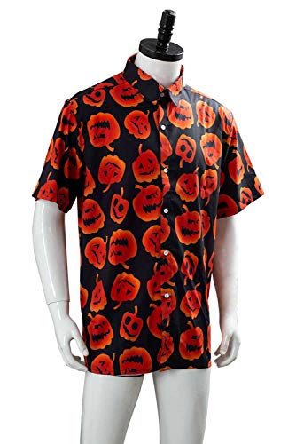 Men's Halloween Pumpkin Suits Costume Cosplay Party Tuxedo Pants Jacket with Tie (Large, Shirt)