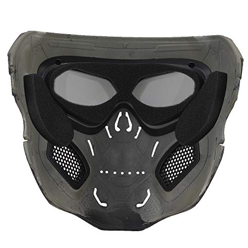 Anyoupin Airsoft Mask,Full Face Masks Skull Skeleton with Goggles Impact Resistant Army Fans Supplies Tactical Mask for Halloween Party Movie Props and Other Outdoor Activities(BKCamo-Gray-Lens)