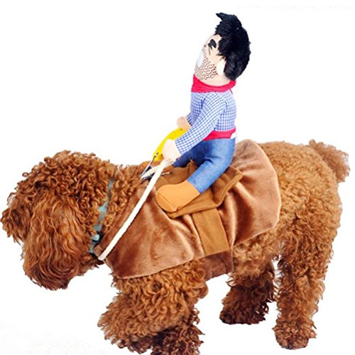 ISMARTEN Cowboy Rider Dog Costume for Dogs Outfit Knight Style with Doll and Hat Pet Costume for Halloween Day (Large)