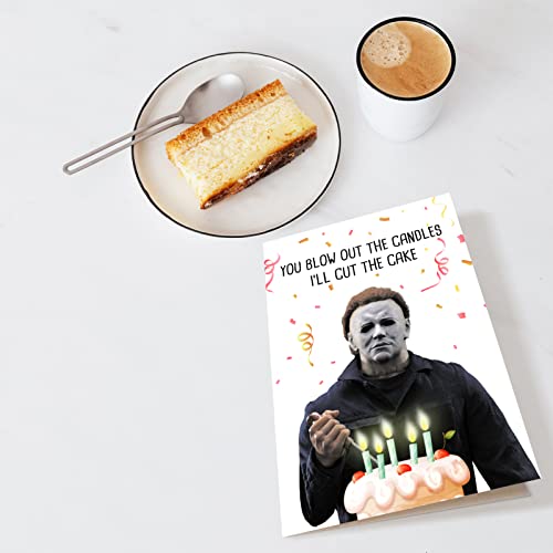 Funny Michael Myers Birthday Card, Scary Birthday Card for Him Her, Creepy Killer Bday Greeting Card