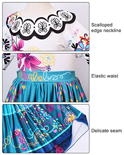 Mirabel Costume for Girls,Mirabel Dress Isabella Costume Halloween Costume Outfit for Kids (8-9Years)