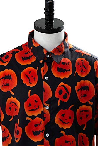 Men's Halloween Pumpkin Suits Costume Cosplay Party Tuxedo Pants Jacket with Tie (Large, Shirt)