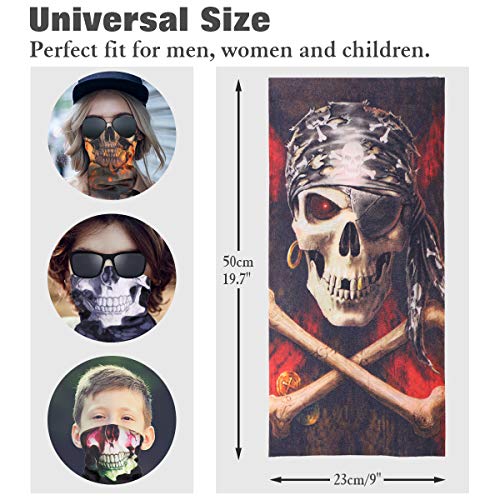 MoKo Halloween Decoration Neck Face Mask [4 Pack], Bandana Face Mask Scarf Balaclava Headbands, Windproof Bandana