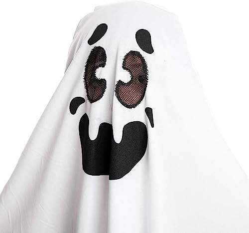 Spooktacular Creations White Ghost Costumes for Kids, Smile and Boo Ghost Costume for Halloween Spooky Trick-or-Treating (5-7 yr)