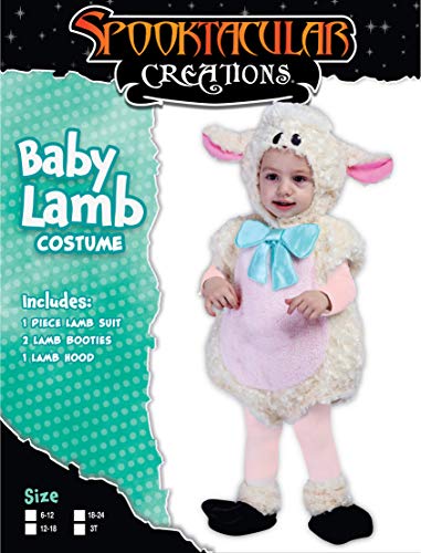 Spooktacular Creations Baby Lovely Fluffy Lamb Costume with Bowknot for Infants Halloween Trick or Treat Dress Up, Animal Themed Party (6-12 Months)