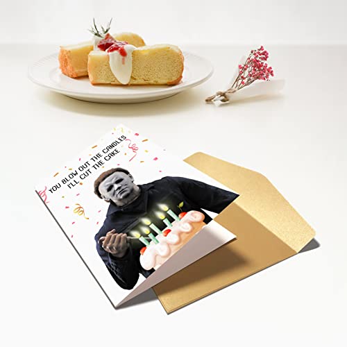 Funny Michael Myers Birthday Card, Scary Birthday Card for Him Her, Creepy Killer Bday Greeting Card