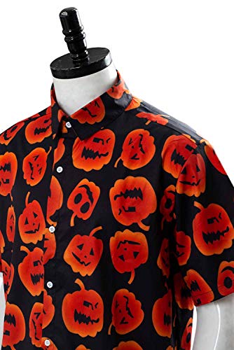 Men's Halloween Pumpkin Suits Costume Cosplay Party Tuxedo Pants Jacket with Tie (Large, Shirt)