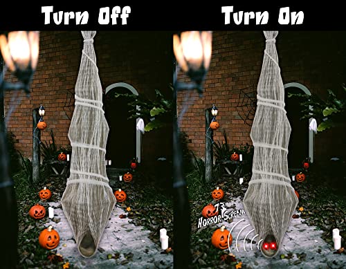 Cocoon Corpse Halloween Decorations Outdoor: Horror Scream with Lighted LED Eyes - Haunted House Props Creepy Tree Hanging Decor 73 inches（Batteries Not Included）