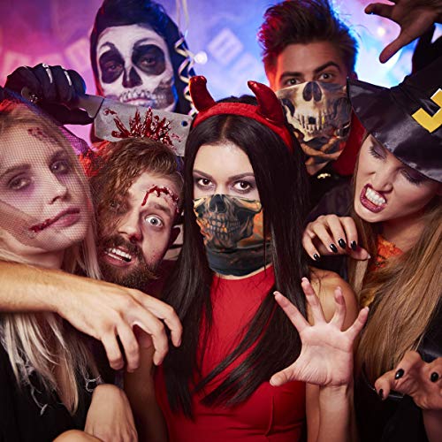 MoKo Halloween Decoration Neck Face Mask [4 Pack], Bandana Face Mask Scarf Balaclava Headbands, Windproof Bandana