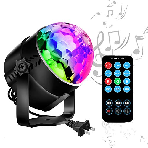 Disco Ball LED Party Lights-TTF Sound Activated LED RGB Strobe Light 7 Color Modes Party Supplies for Halloween Dance Party DJ Club Karaoke Decoration