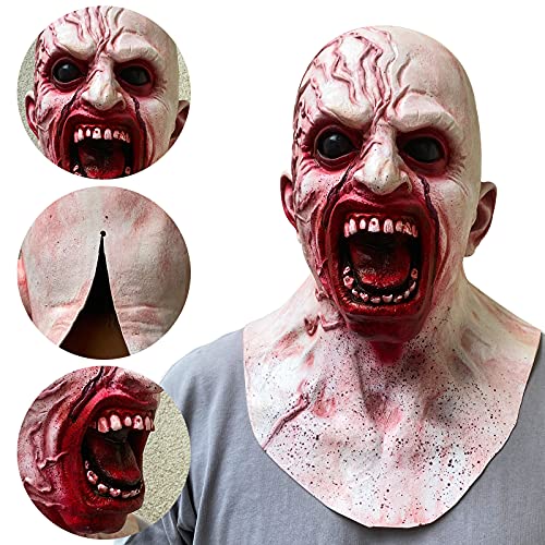 Bulex Zombie Mask Creepy Halloween Props Scary Realistic Face Mask for Adult Party Cosplay Costume Horror Decoration Props