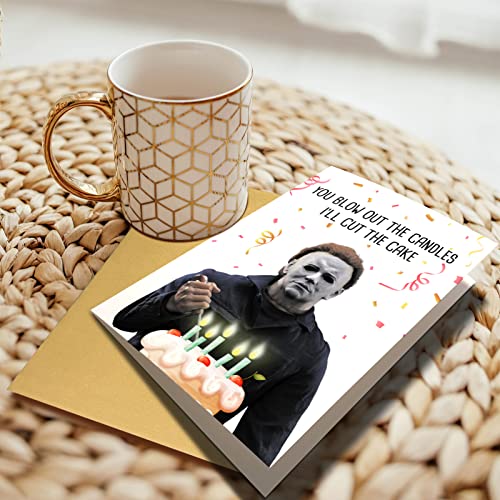Funny Michael Myers Birthday Card, Scary Birthday Card for Him Her, Creepy Killer Bday Greeting Card