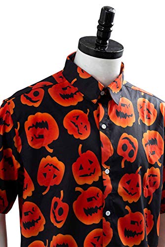Men's Halloween Pumpkin Suits Costume Cosplay Party Tuxedo Pants Jacket with Tie (Large, Shirt)