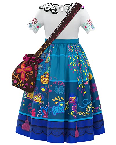 Mirabel Costume for Girls,Mirabel Dress Isabella Costume Halloween Costume Outfit for Kids (8-9Years)