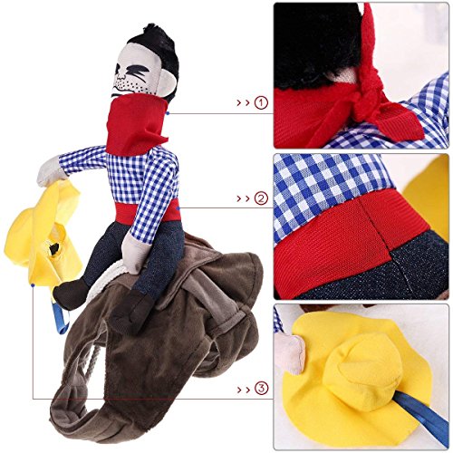 ISMARTEN Cowboy Rider Dog Costume for Dogs Outfit Knight Style with Doll and Hat Pet Costume for Halloween Day (Large)