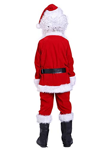 Bapbog Children's Deluxe Santa Suit Christmas Costume，Kids Christmas Halloween Costume Cosplay Set of 10 Pcs M