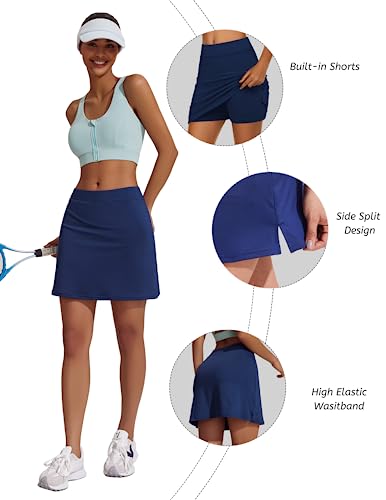 Ekouaer Skirt Active Sportswear for Women Moisture Wicking Skort Casual Clothing(Navy Blue/XXL)