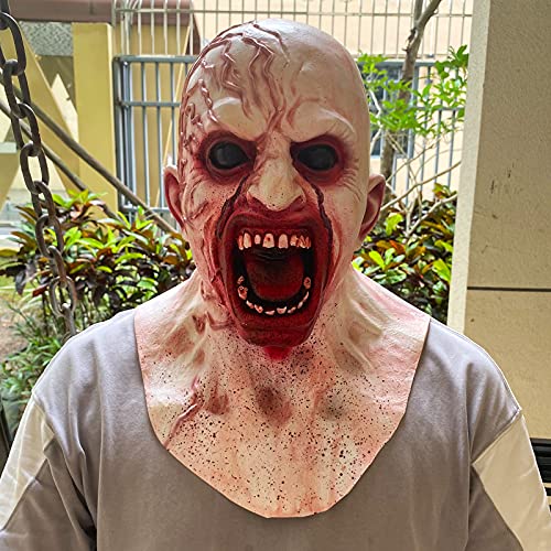 Bulex Zombie Mask Creepy Halloween Props Scary Realistic Face Mask for Adult Party Cosplay Costume Horror Decoration Props