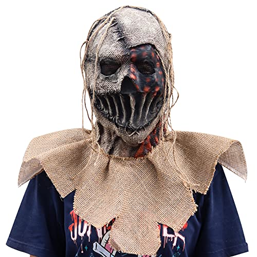 Clown Mask Halloween Adult Creepy Horror Full Head Scary Cosplay Carnival Party Prop Linen (D)