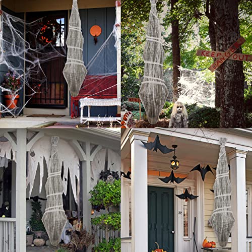 Cocoon Corpse Halloween Decorations Outdoor: Horror Scream with Lighted LED Eyes - Haunted House Props Creepy Tree Hanging Decor 73 inches（Batteries Not Included）