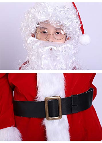 Bapbog Children's Deluxe Santa Suit Christmas Costume，Kids Christmas Halloween Costume Cosplay Set of 10 Pcs M