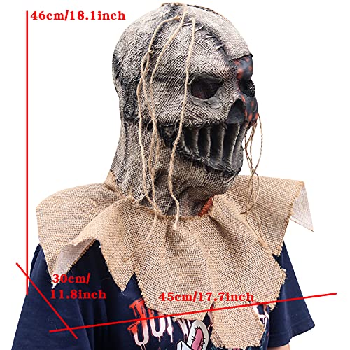 Clown Mask Halloween Adult Creepy Horror Full Head Scary Cosplay Carnival Party Prop Linen (D)