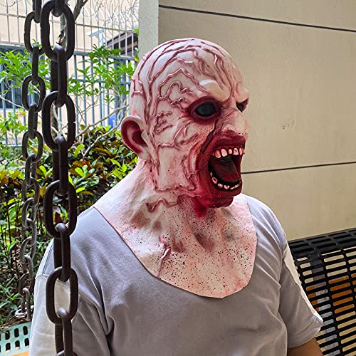 Bulex Zombie Mask Creepy Halloween Props Scary Realistic Face Mask for Adult Party Cosplay Costume Horror Decoration Props