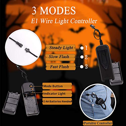 Halloween Led Light Up Mask, Purge Mask, Scary Mask Cosplay Led Costume Mask for Kids, Children & Adults with EL Wire Light up for Halloween, Festival Party, Masquerade, Carnival