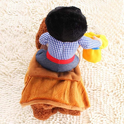 ISMARTEN Cowboy Rider Dog Costume for Dogs Outfit Knight Style with Doll and Hat Pet Costume for Halloween Day (Large)