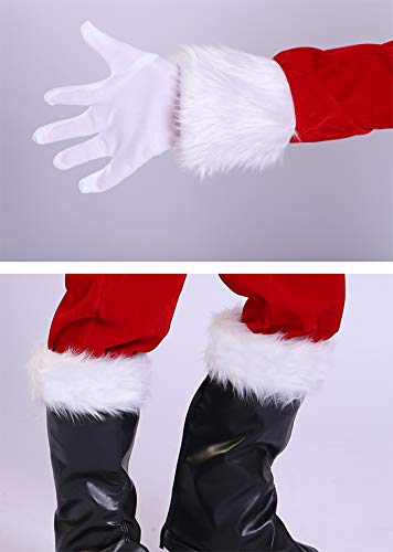 Bapbog Children's Deluxe Santa Suit Christmas Costume，Kids Christmas Halloween Costume Cosplay Set of 10 Pcs M