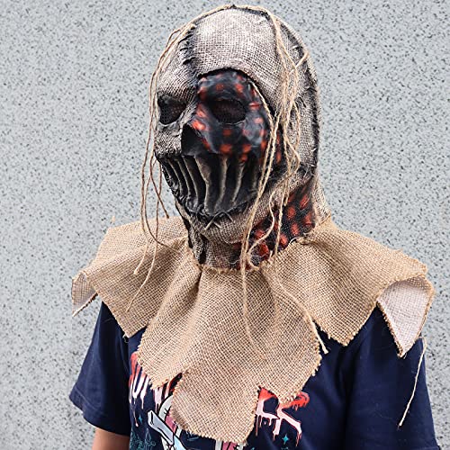 Clown Mask Halloween Adult Creepy Horror Full Head Scary Cosplay Carnival Party Prop Linen (D)