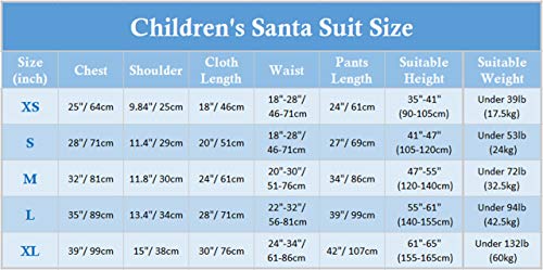 Bapbog Children's Deluxe Santa Suit Christmas Costume，Kids Christmas Halloween Costume Cosplay Set of 10 Pcs M