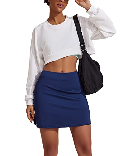 Ekouaer Skirt Active Sportswear for Women Moisture Wicking Skort Casual Clothing(Navy Blue/XXL)