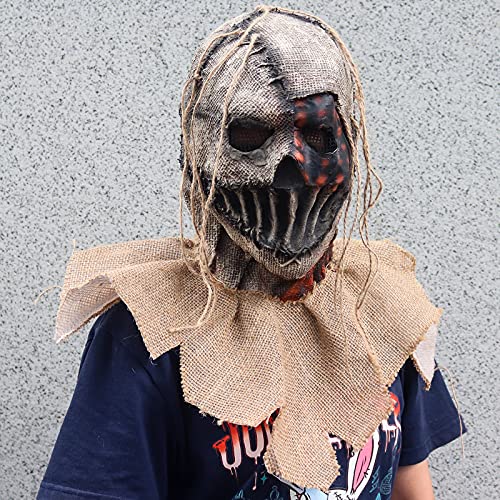 Clown Mask Halloween Adult Creepy Horror Full Head Scary Cosplay Carnival Party Prop Linen (D)