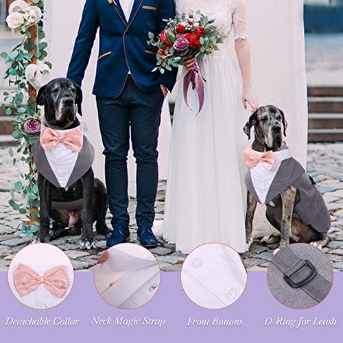 Dog Tuxedo Suit and Bandana Set,Small Medium Large Breeds Dog Wedding Attire Party,Gentle Pet Prince Costume with Detachable Bow Tie Collar,Cat Vest Shirt Dress-up Cosplay Apparel for Special Events