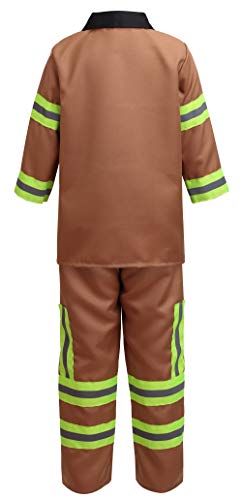 yolsun Tan Fireman Costume for Kids, Boys' and Girls' Firefighter Dress up (7 pcs) 4-5 Years
