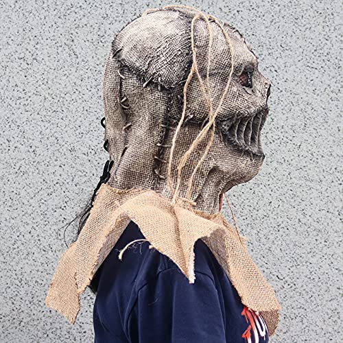 Clown Mask Halloween Adult Creepy Horror Full Head Scary Cosplay Carnival Party Prop Linen (D)